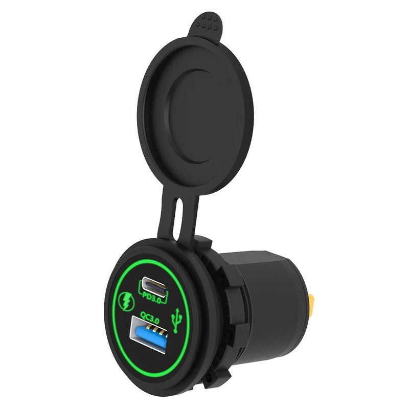 Bluejw 66W Dual Port Car Charger: 36W QC3.0 USB A + 30W USB C PD Fast Charging for 12V/24V Automobile Chargers, Bus, Truck - Quick Charge Outlet Socket - Image 1